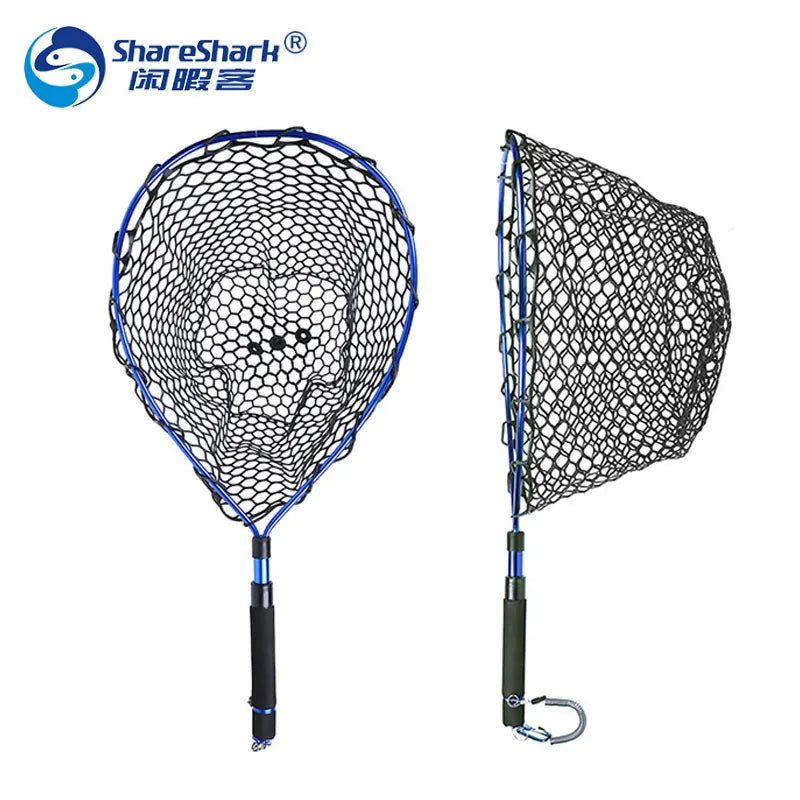 Shareshark Fishing Net with Magnetic Clip Lanyard Fish Landing Net with Telescopic Handle