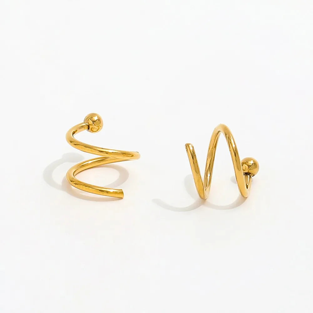 JOOLIM  High End 18K Gold Plated Dainty Spiral Threading Earring Design Jewelry Wholesale