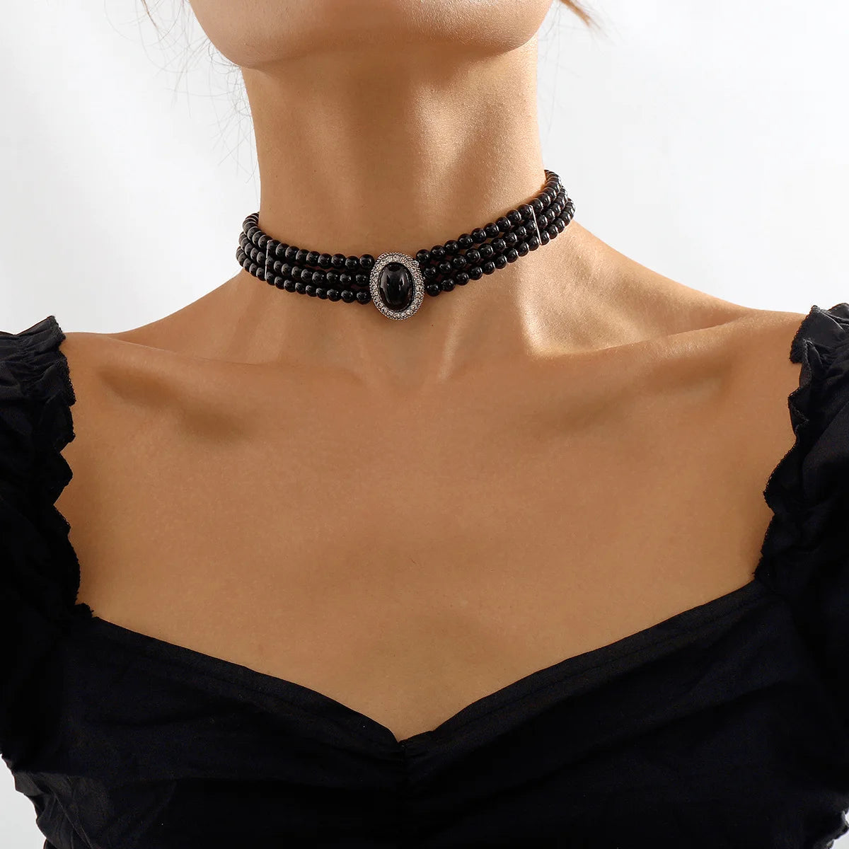 Europe and the United States Fashion Women Choker Chunky Acrylic Collar Beads Exaggeration Multi-layer Pearl Necklace