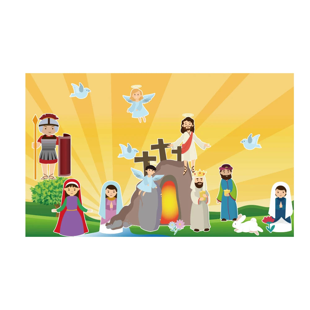 2023 Easter Education Stickers Large Paper Background for Teaching Easter Festival Jesus Rises