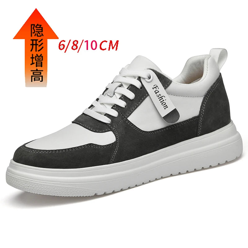 Men's Summer Breathable New Style White Casual Sports Shoes Invisible Height Increase Shoes 10cm EVA Sole Rubber Surface
