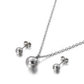 New Simple and Fashionable Stainless Steel Small Round Bead Jewelry Necklace Earring Set Can Be Customized