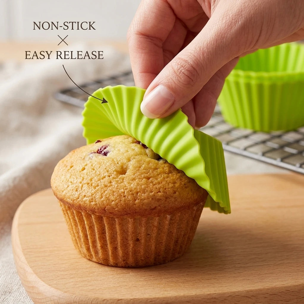 Large Muffin Cup Cake Mold Silicone Baking Mold Bakeware Set Reusable Oven Safe for Cake DIY Decorating
