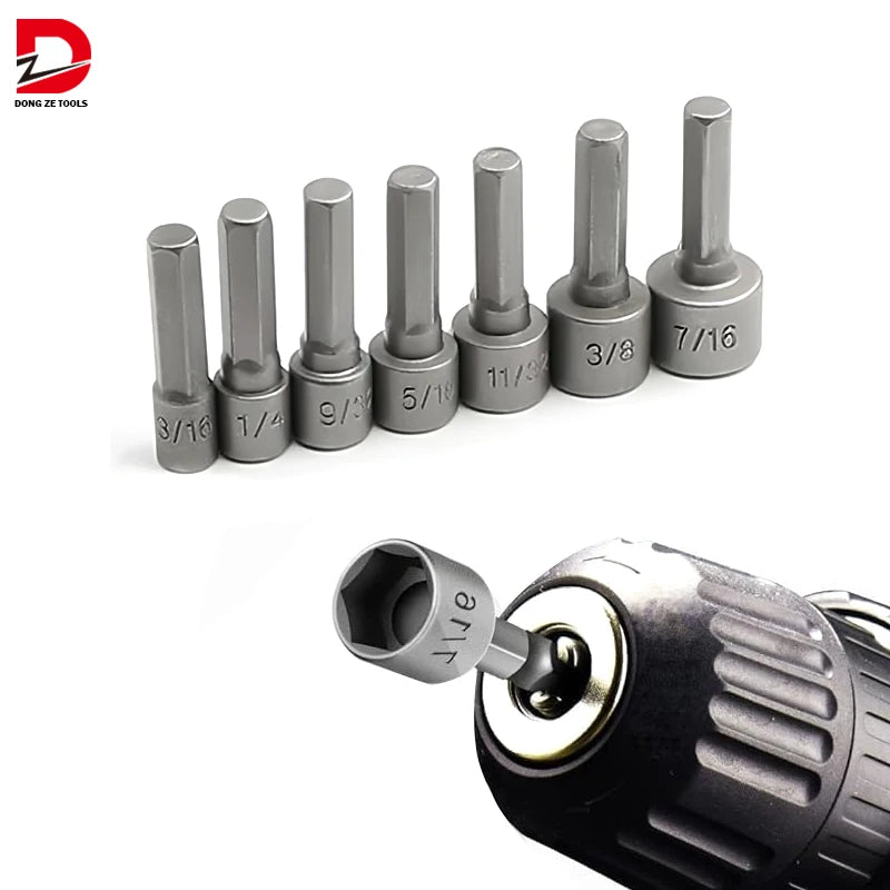 DZ 14pcs Set 6.35mm DIY Grade Hex Power Nut Driver Drill Bit Steel Handle Strong Pneumatic Screw Sleeve OEM Customizable