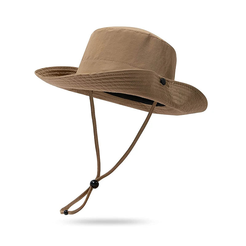 Custom Waterproof Fishing Bucket Hat UV Wide Brim Sun Fisherman Hat With Strings