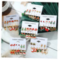 Christmas Trend Cartoon Christmas Tree Snowflake Earrings for Women Christmas Jewelry