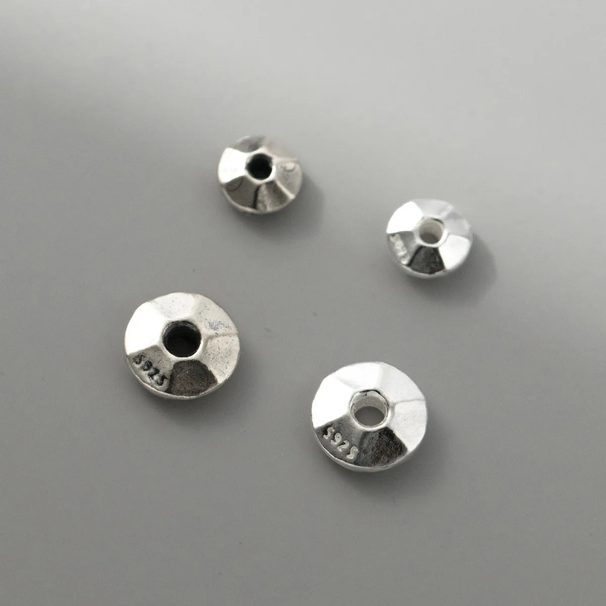 Popular 925 Sterling Silver Flat Round Charm Beads for Jewelry Making Accessories Supplies
