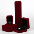 Dark Red Colorful Flannel Jewelry Ring Bracelets Necklace Pendants Earrings Packing Box Cheaper Small Moq Velvet Packaging Box