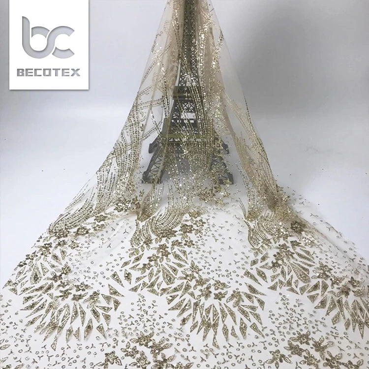 2026 Top Fashion High Quality Glitter Lace Fabric Tulle Mesh with Glitter
