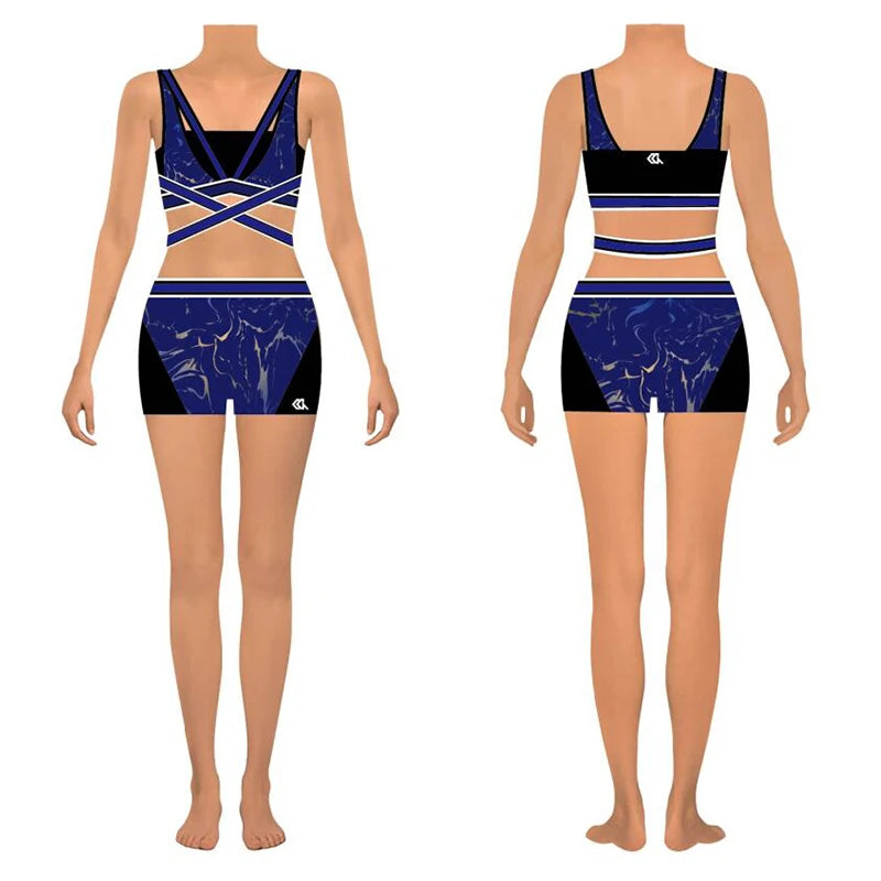 Crossover Design Crop Top and Shorts Women's Dance Shorts Sublimation Practice Wear for Dance School