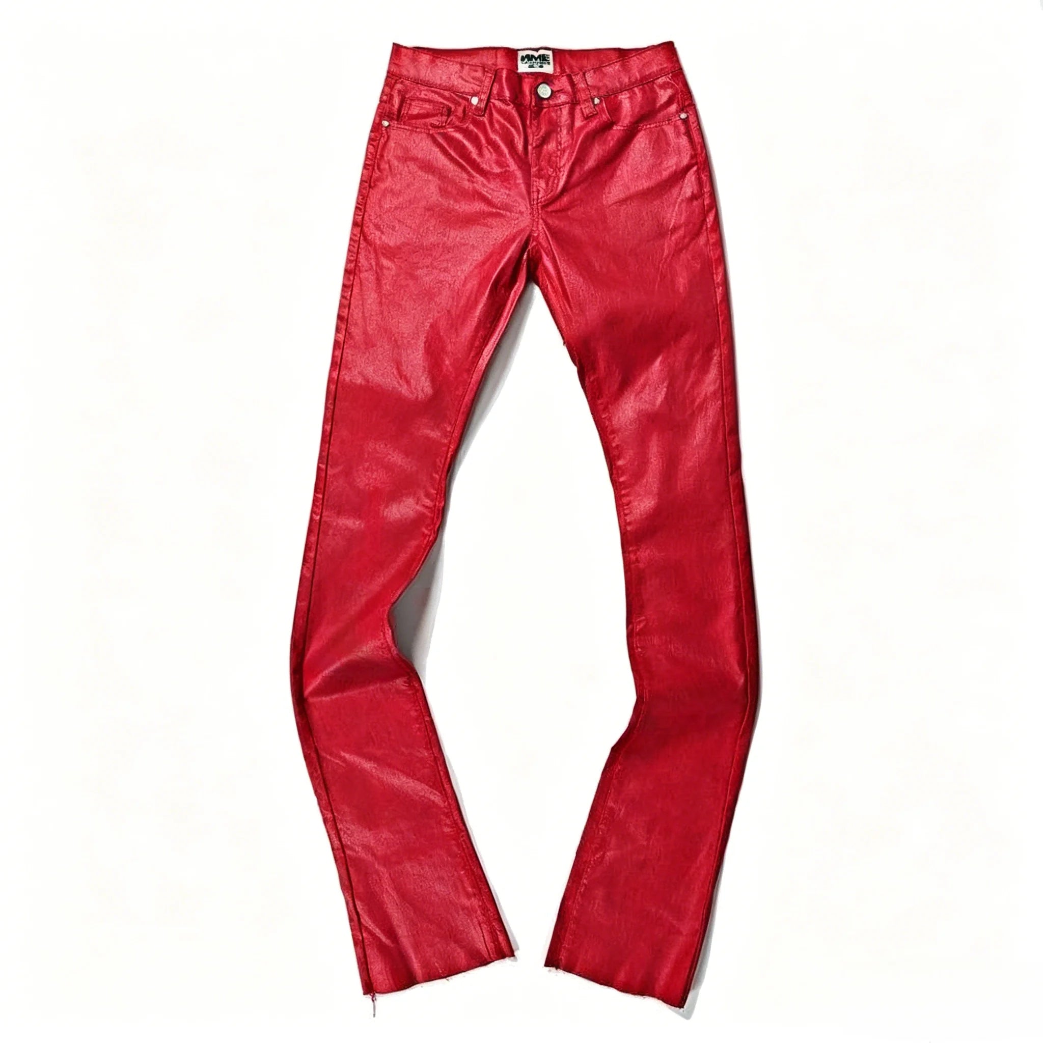 Customized High Quality Mens Red Shiny Y2K Slim Fit High Street Jeans for Men Men's Stack Vintage Jeans Long Pants