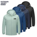Men's Spring and Autumn Hooded Windproof and Rainproof Mountaineering Clothing Hardshell Men's Jacket Solid Color Coat