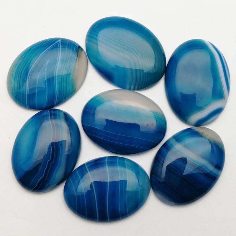 DIY Loose Stone 30*40mm Oval Blue Lace Agate Cabochons Healing Stones Crafts