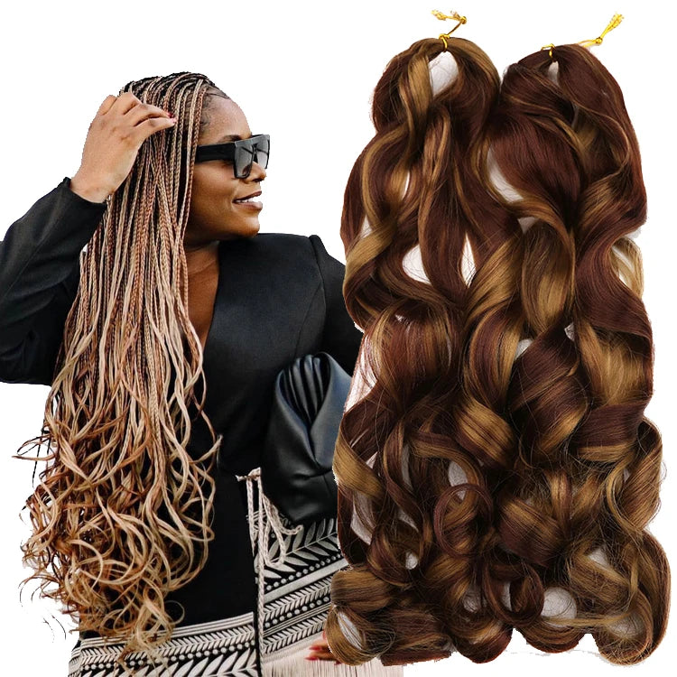 French Curl Wavy Braiding Hair Attachments Synthetic Braids Curly Hair Extensions Wavy Ombre Braiding Loose Wave Spiral Curl