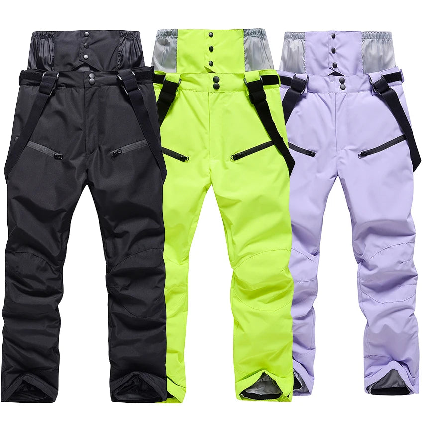 Unisex Adults Plus Size Snow Pants Waterproof Ski Bib Overalls Zipper Breathable Heated Outdoor Wear for Snowboarding Windproof