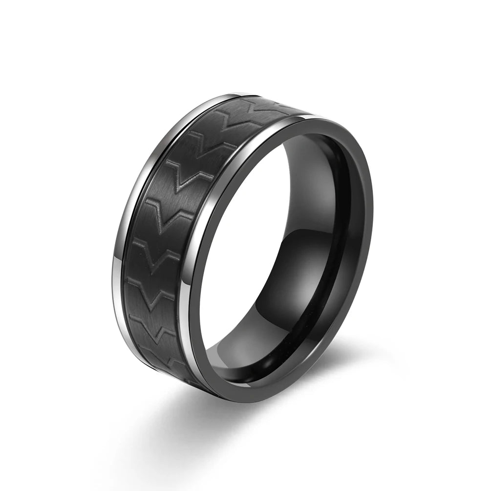 Alin Wholesale Titanium Stainless Steel Rings Custom Black Plated Jewelry With No Stone for Men