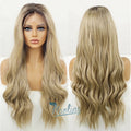 Fast Delivery Lace Front Synthetic Wigs Long Wavy Hair Brown Gradient Blonde Hair Heat Resistant Lace Front Wig