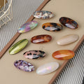 Retro Cream Color Scheme 5cm Small Oval Hair Pin Customized Size Logo Acetate Barrettes Clip Light Dark Tortoiseshell Hair Fork