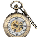 Antique Bronze Two Sides Back Finish Face Hand Winding Mechanical Retro Roman Pocket Watches