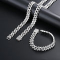High Quality Men's Jewelry Set Silver Ice Out Necklace Bracelet Miami Cuban Chain Wholesale