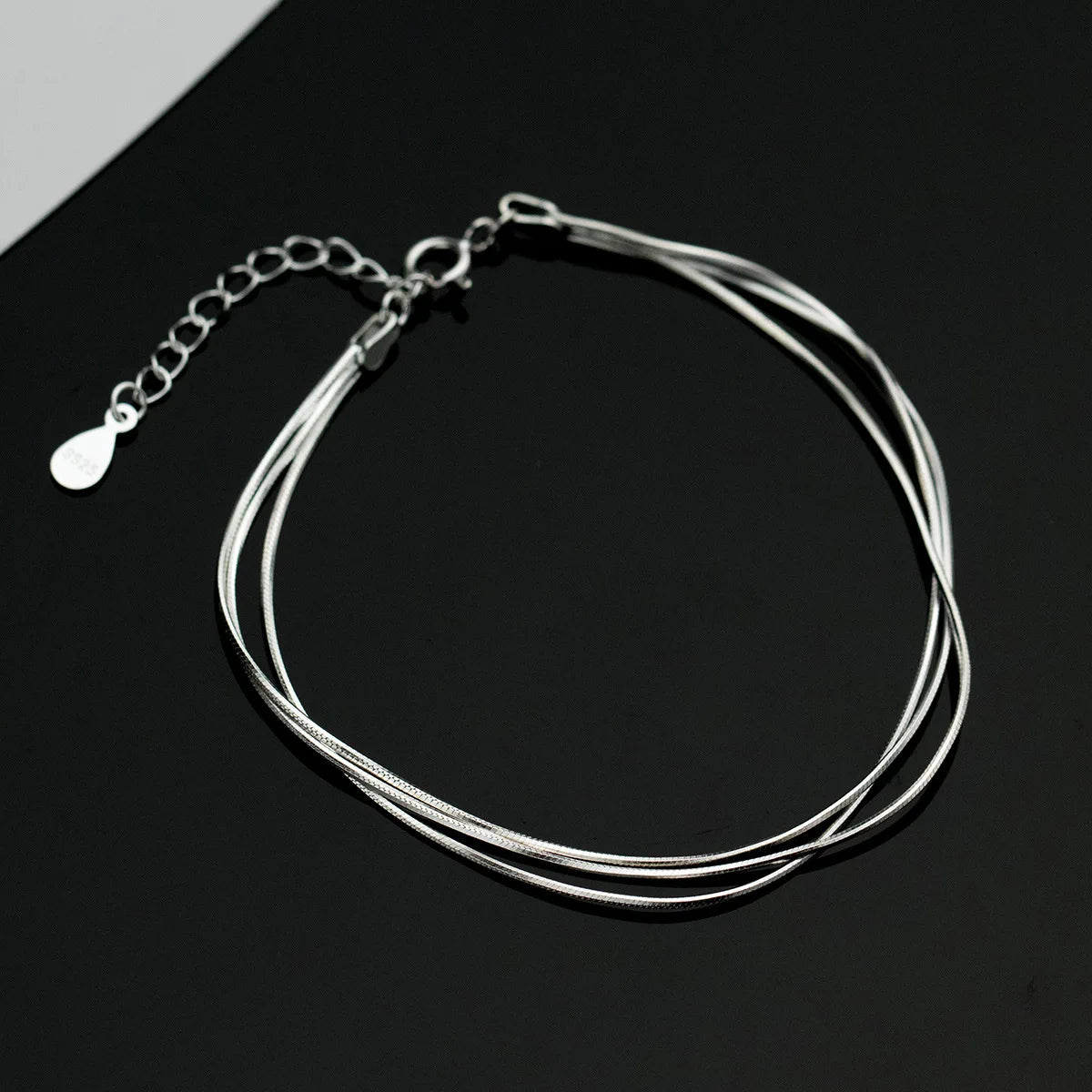 925 Sterling Silver Multi Layered Snake Chain Bracelets Fashion Jewelry for Women