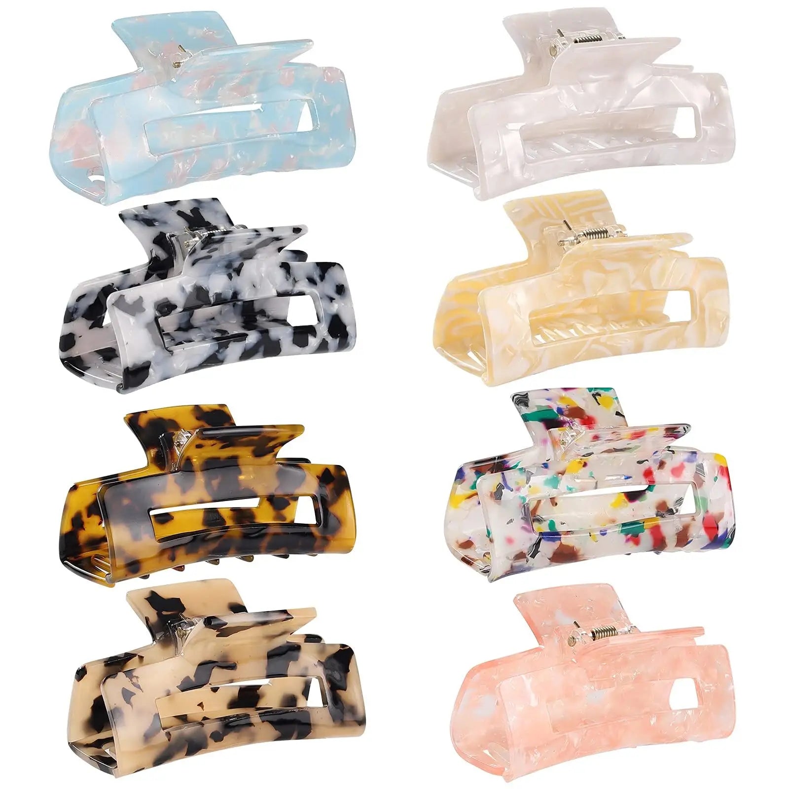 Hair Claw Clips & Tortoise Barrettes Rectangle Shape Daily Use Fashion PVC Material Take Care Hair Clips