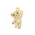 Mini Gold Plated Alloy Rhinestone Bear Shape Baby Pin Charms Cute Animal Crystal Charms for DIY Jewelry Making