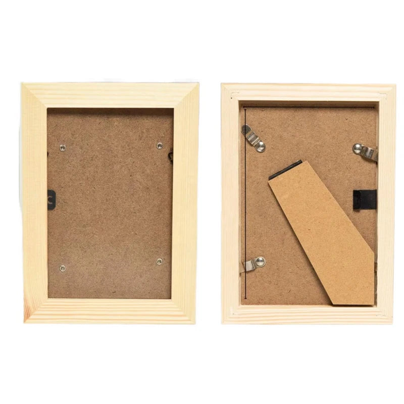 Tailai Unfinished Natural Pine Wood Picture Frame | Tabletop & Wall Mountable Blank Photo Frame for DIY Painting