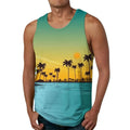 Fitspi 3d Tops Male Leisure Vest Coconut Tree Sunset Print Streetwear Large Size Men Spring Sleeveless Shirt Bodybuilding Vest