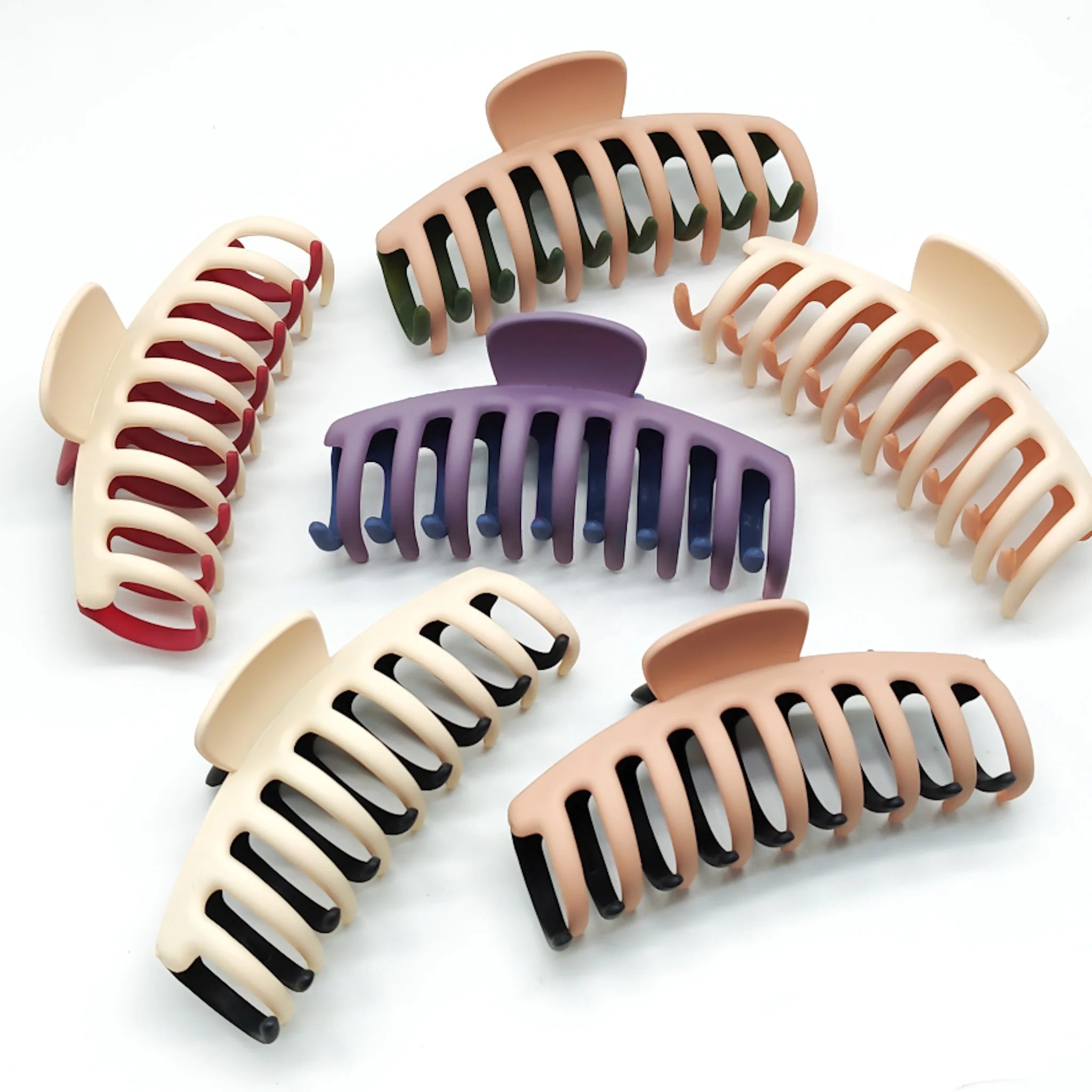 MIO 4.3 Inch Large New Design Two Sides Colors Matte Korean Elegant Hair Claw Banana Hair Claw Clips for Woman With Thick Hair