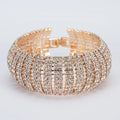 Modern Luxury Chunky Pave Rhinestone Bracelet for Women Trendy Gold Plated Fold-over Clasp for Weddings and Gifts