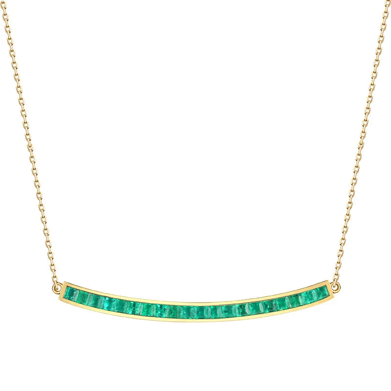 Smile Jewelry 18k Real Gold Jewelry Natural Emerald Custom Name Necklace