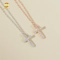 Pure 925 Sterling Silver Jewelry Iced Out Cross Design Moissanite Necklace for Women Wedding Gift Bling Bling Cross Necklace