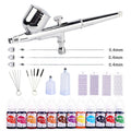 Gravity Feed Cake Airbrush Kit with Piston Type Compressor Includes Cake Stencil and Food Color Paint