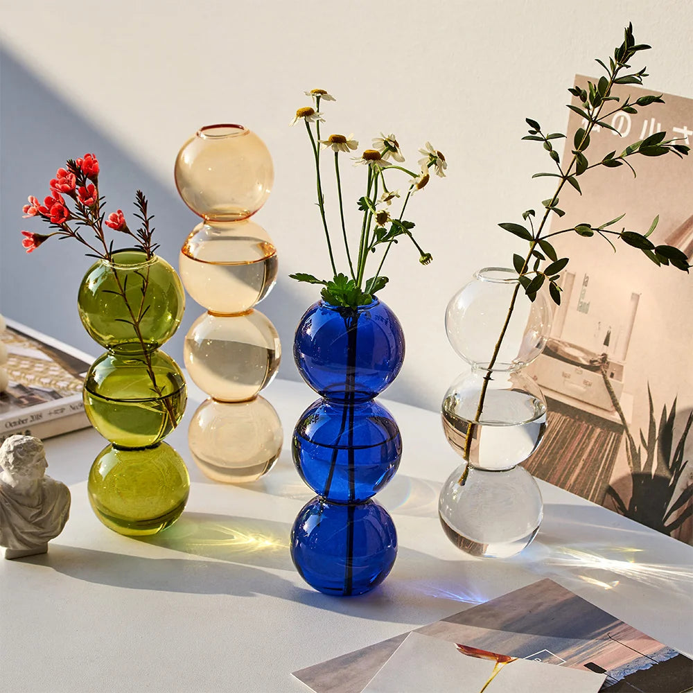 Modern Glass Flower Vase Eco-friendly Hand Blown Home Decor Living Room Terrarium Plant Pots Wedding Decor
