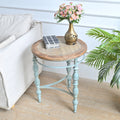Farmhouse Rustic Shabby Chic Round Coffee Table Metal Leg Mdf Wood Corner Side End Table Furniture for Living Room
