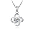 OLAN Fashion Jewelry 1ct Round Cut VVS1 Moissanite Four-Leaf Clover Pendant 925 Sterling Silver Necklace for Women Wedding