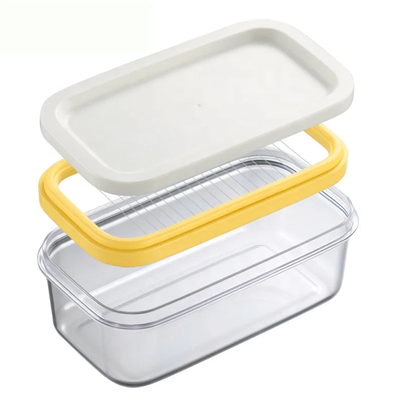 Hot Sale Eco-Friendly Rectangle PP Plastic Butter Dish with Lid and Slicer for Easy Cutting of Preserved Butter
