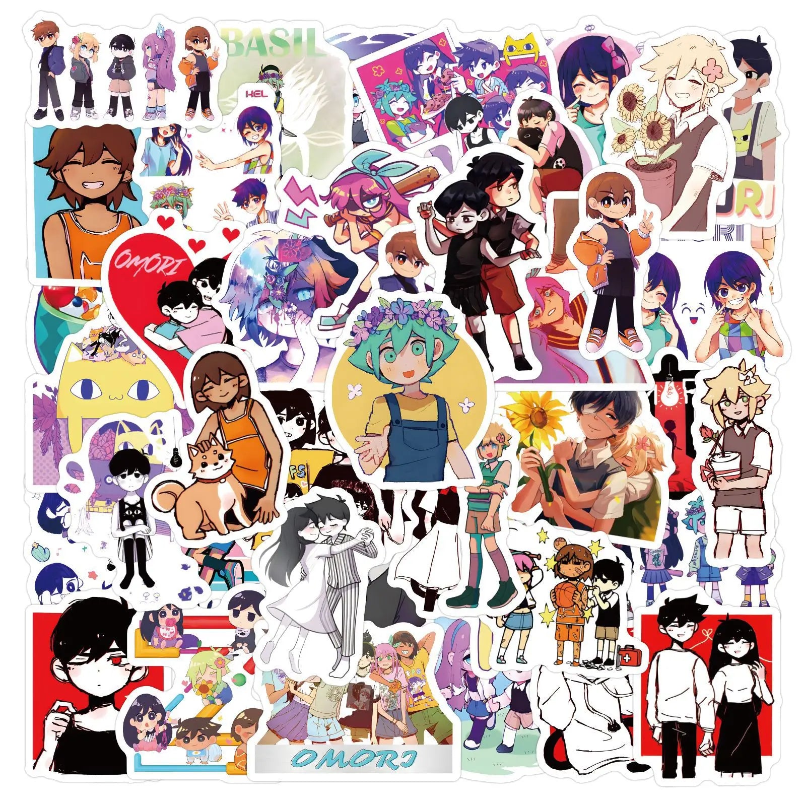 60PCS Popular Cool Cartoon Game Decals Horror Gaming Omori Sticker