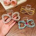 2023 New Trending Hollow Heart Acrylic Hair Claw Clip Fashion Sweet Contrast Color Bowknot Hair Accessories for Women