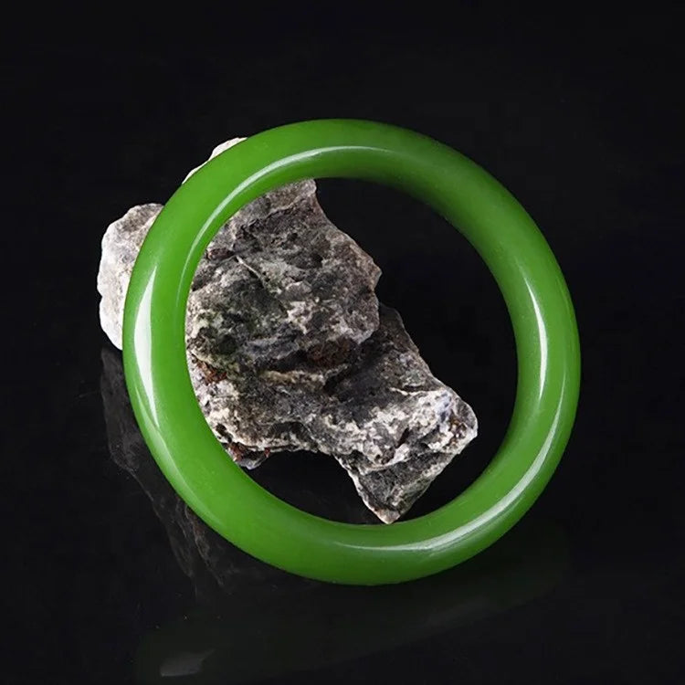 Genuine Natural 56-64mm Green Chalcedony Crystal Jade Bracelet Bangle Classic Trendy Simple Green Jade Bracelet for Men Fashion