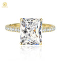 5-Carat Radiant Cut Ice Out Diamond VVS Clarity 18K Yellow Gold Wedding Ring Fine Jewelry for Woman's Engagement