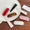 Elegant Acetate Hair Accessories Spring Clip Rhinestone Pearl Cute Fabric High Quality Plastic Party Decoration for Girls'