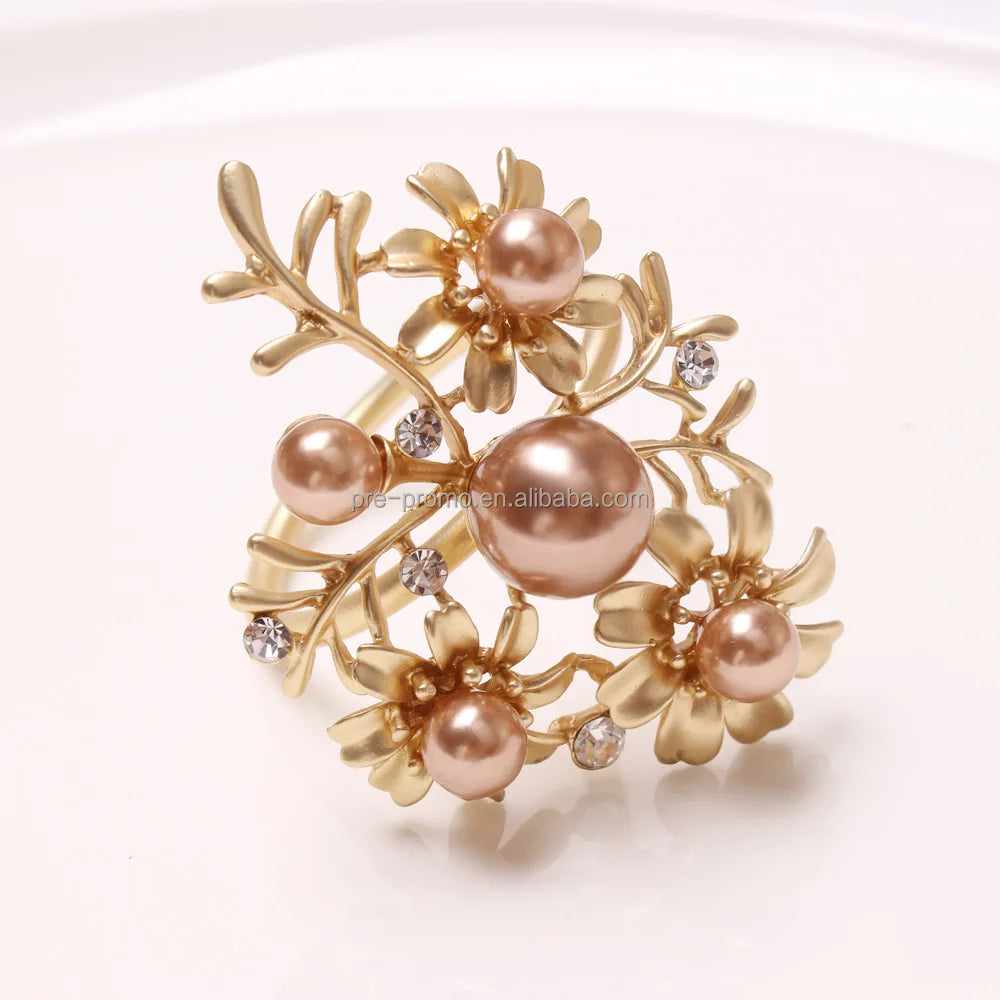 Wholesale Metal champagne Gold Wedding Flower Napkin Ring