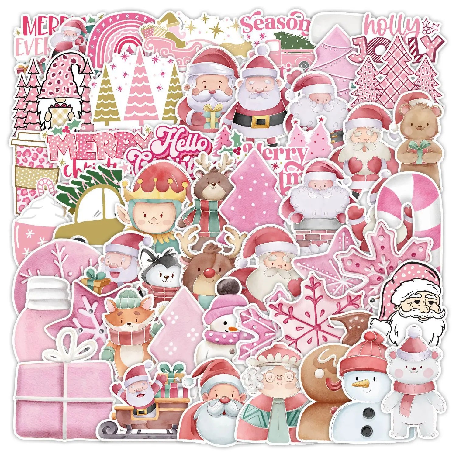50PCS Creative pink Cartoon Cute Decals Kawaii Girls Gift New 2022 Christmas Sticker