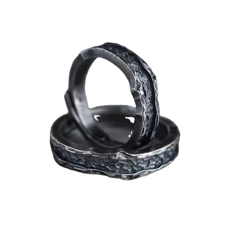 Black Vintage Pattern Couple Ring Men Women Adjustable Copper Cheap Thai Silver Wedding Ring