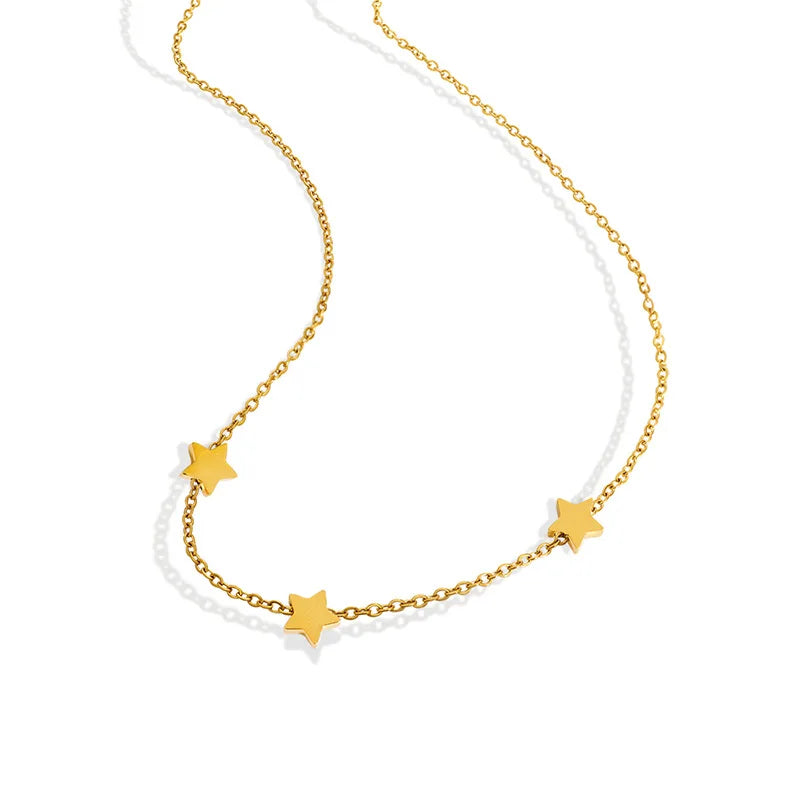 Minimalism Jewelry Necklace 18k Gold Plated Stainless Steel Three Star DIY Necklace Charm Star Necklace for Daily