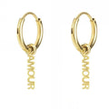 Fenny Fashion English Letter AMOUR Tassel Dangle Huggie Earring Trend for Party Wholesale Stainless Steel Ladies Jewelry