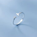 925 Sterling Silver Fish Tail Mermaid Zircon Open Adjustable Finger Rings for Women Bijoux Fashion