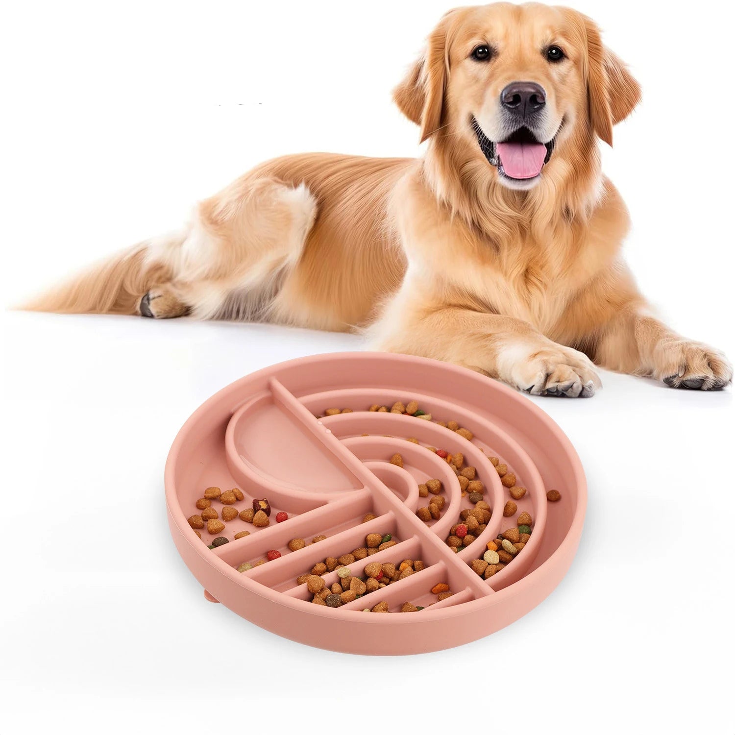 Universal Anti-Overturning Silicone Pet Food Bowl Suction Cup Solid Pattern Slow Food Prevention Eco-Friendly Dog Cat Puppy Bowl
